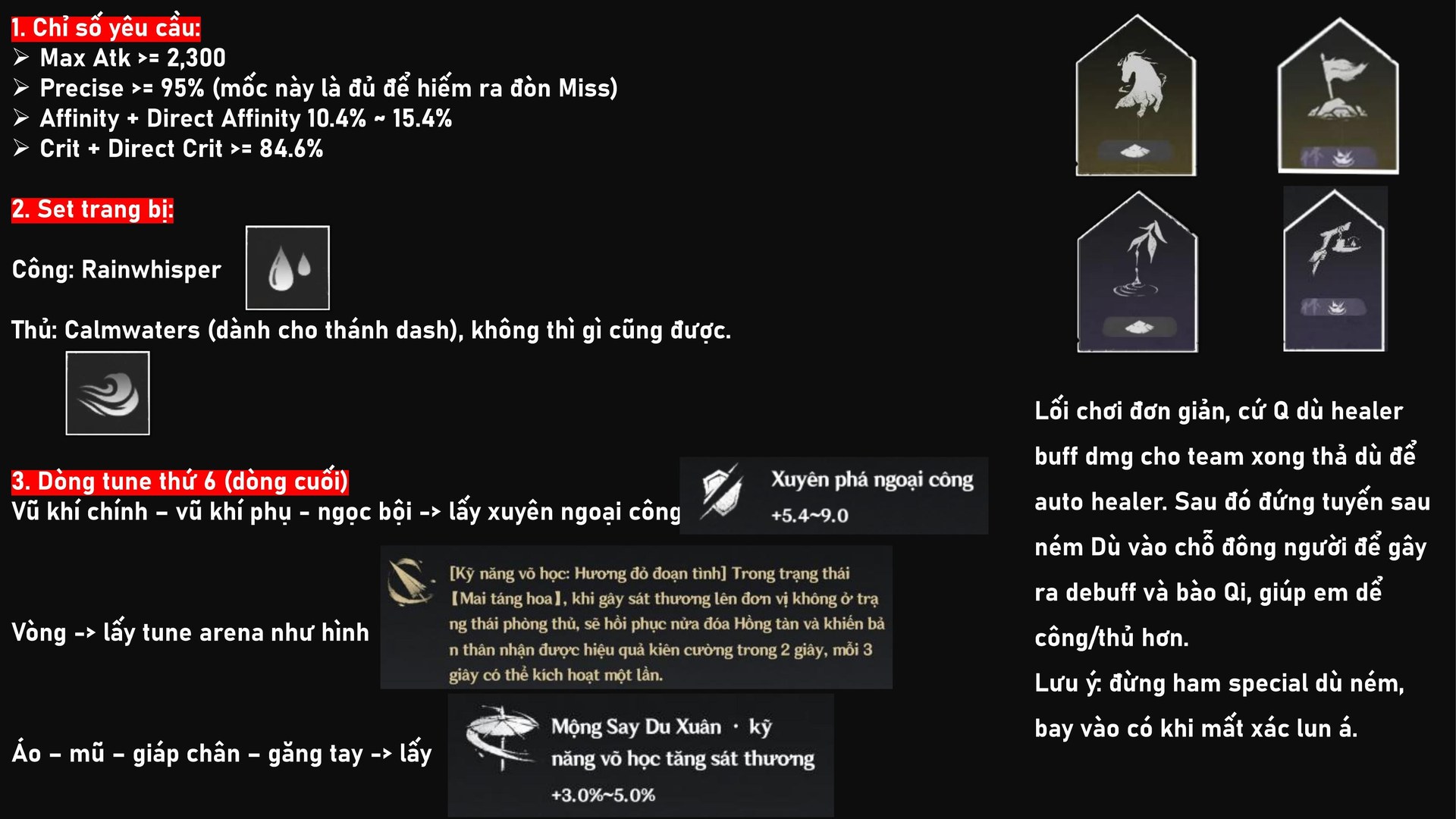 Tổng hợp chỉ số, set trang bị và tâm pháp Tà Tu UwU
